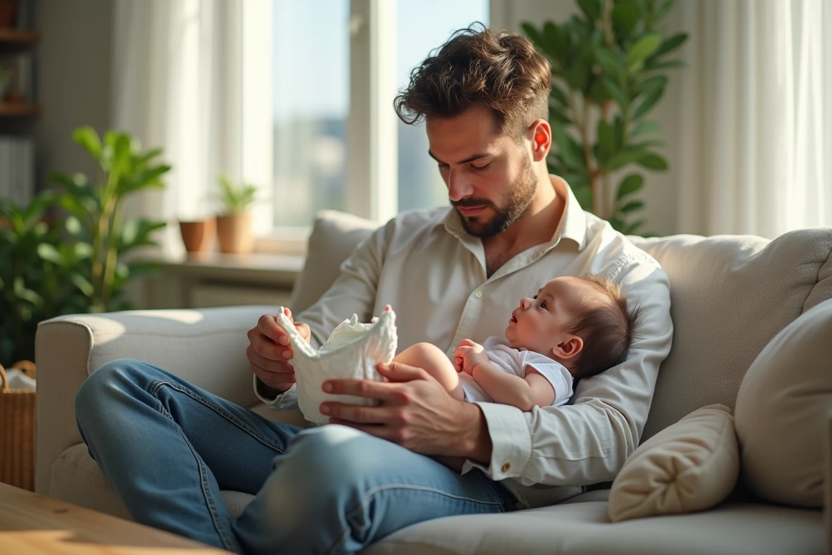 Pere compare deux couches pour sa fille